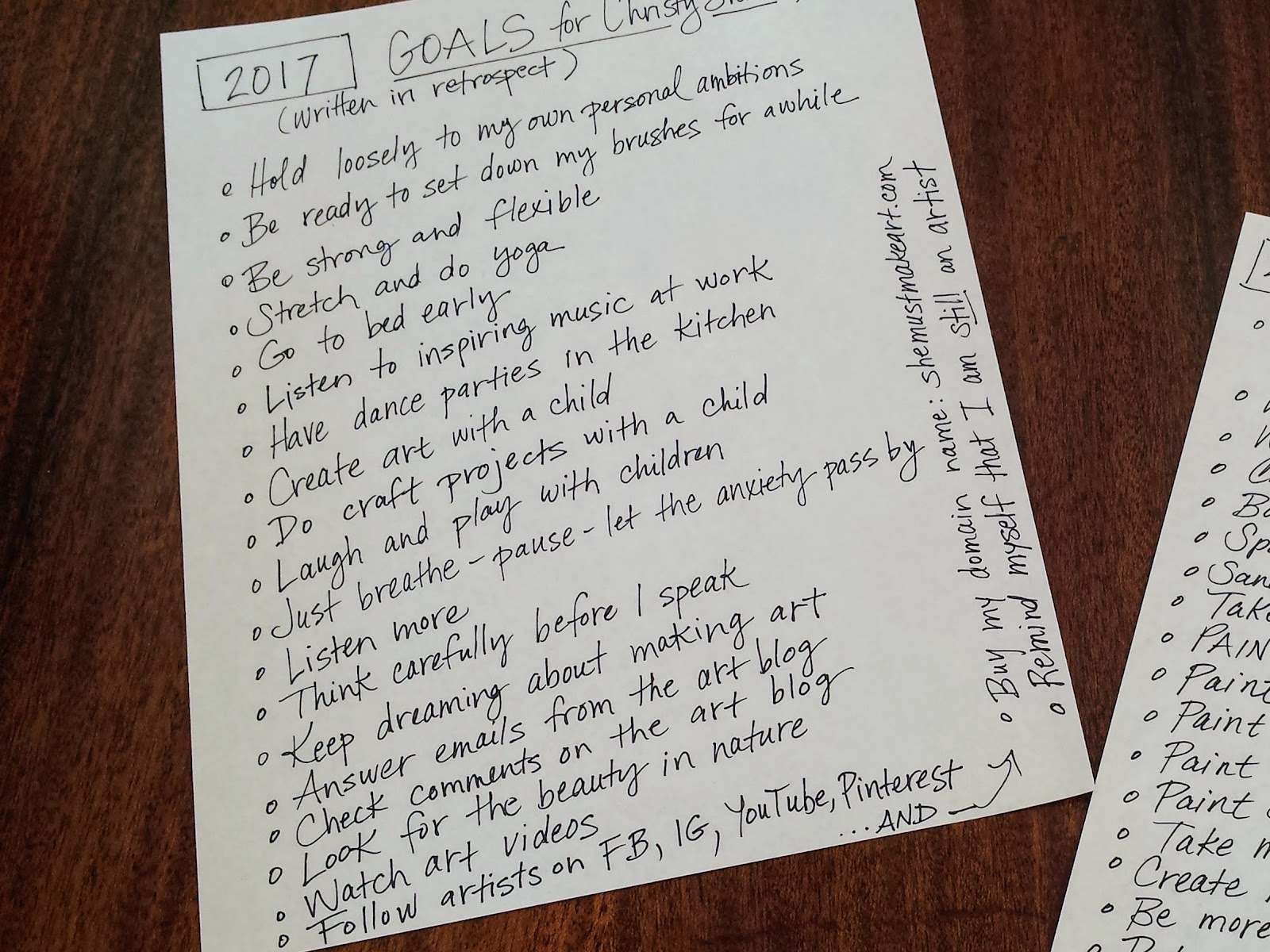 Artistic goals examples picture