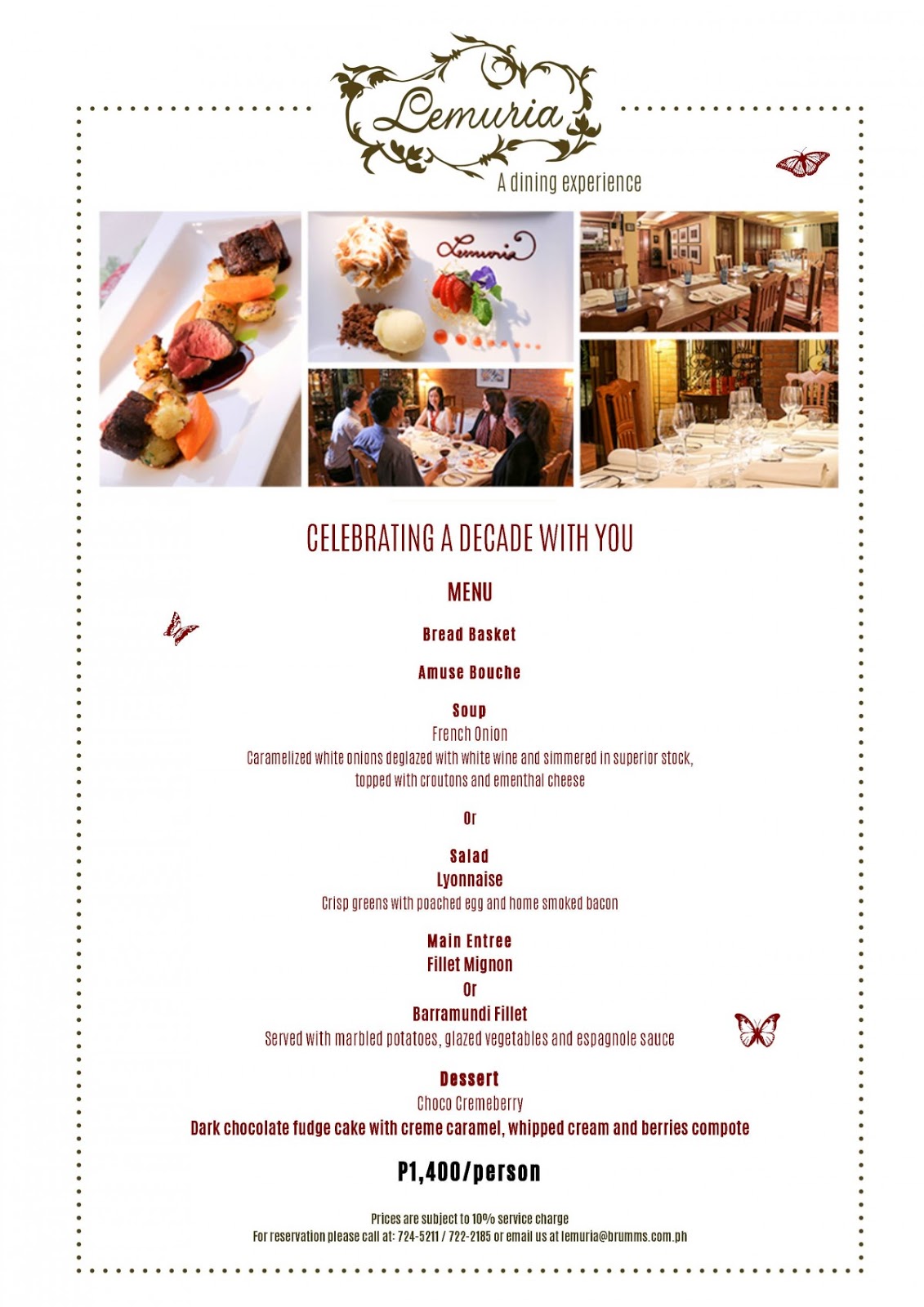 Lemuria Gourmet Restaurant Menu Lemuria Gourmet Restaurant Menu