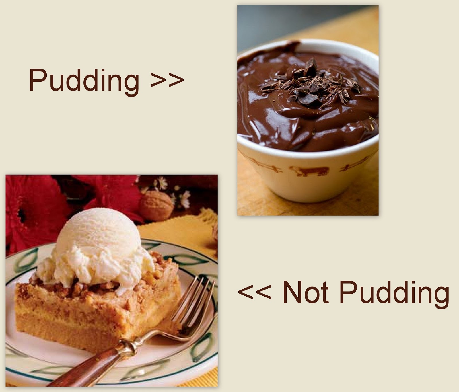 Stuff by Cher You can't have your pudding if you don't eat your meat