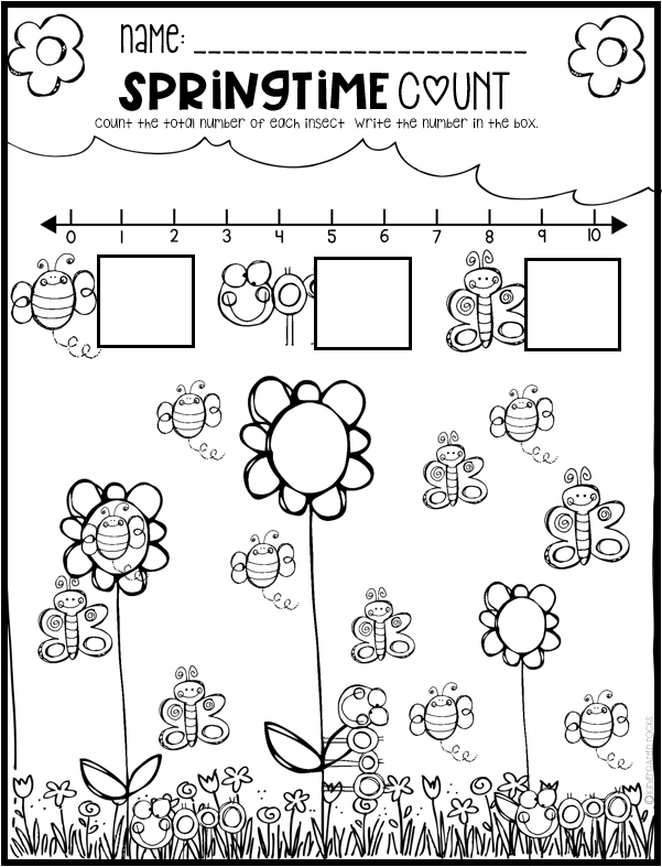 Spring Math and Literacy Printables and Worksheets for Pre-K and