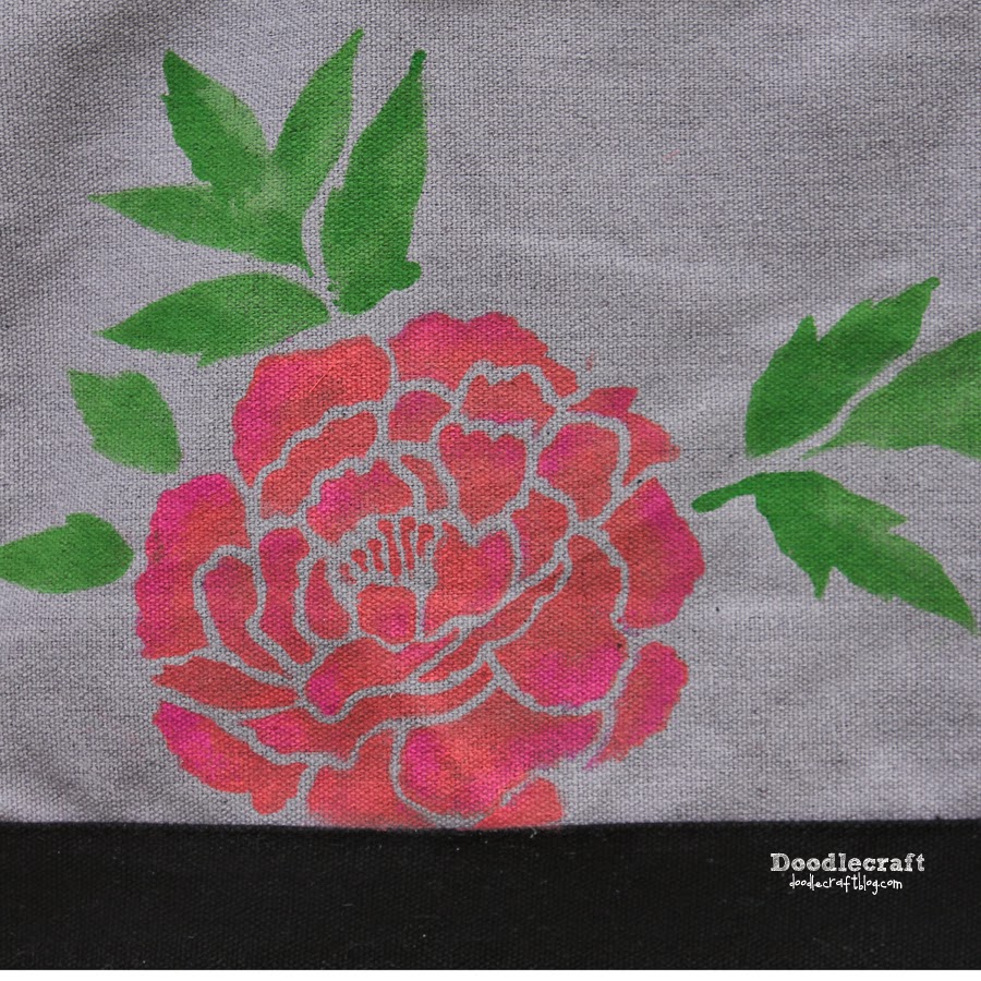 Japanese Peonies Stencil Tote Bag