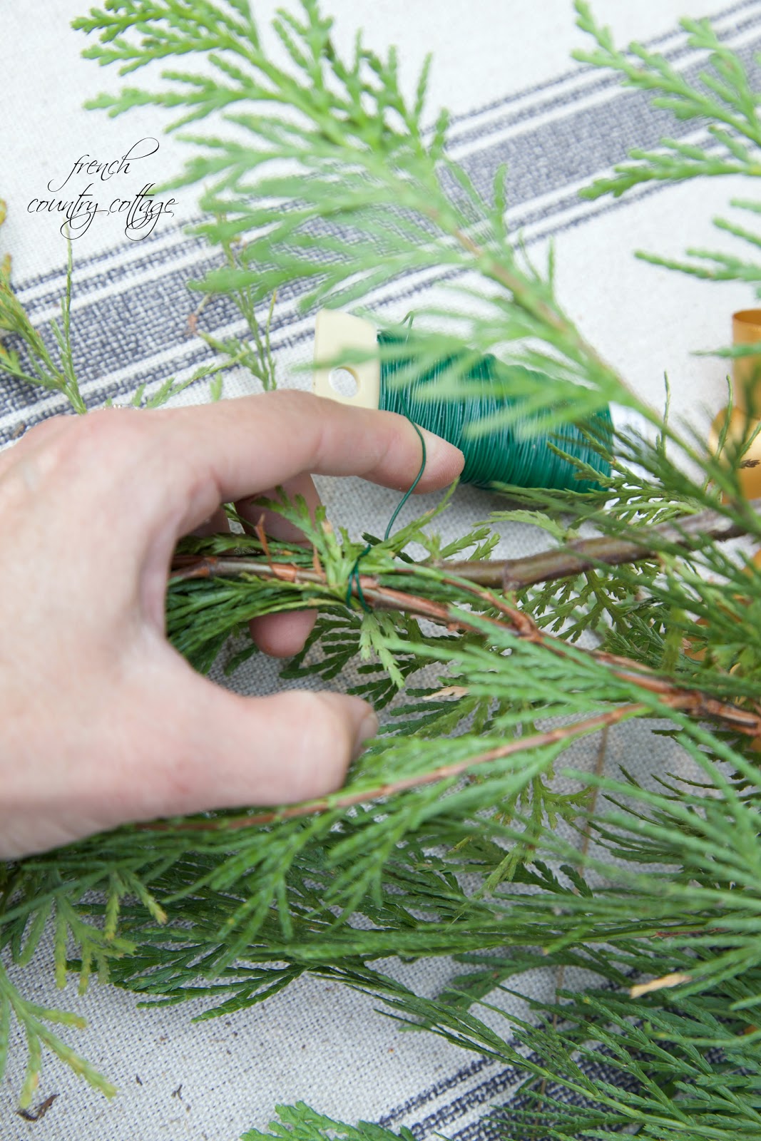 DIY Cedar branch wreath FRENCH COUNTRY COTTAGE