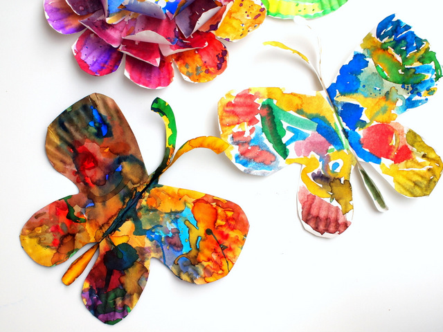 Hyper Colorful Painted Paper Plate Flowers!