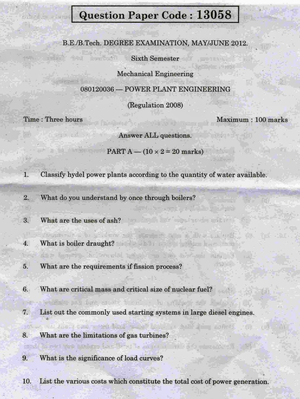 080120036 Power Plant Engineering Anna University B.E MECH 06th