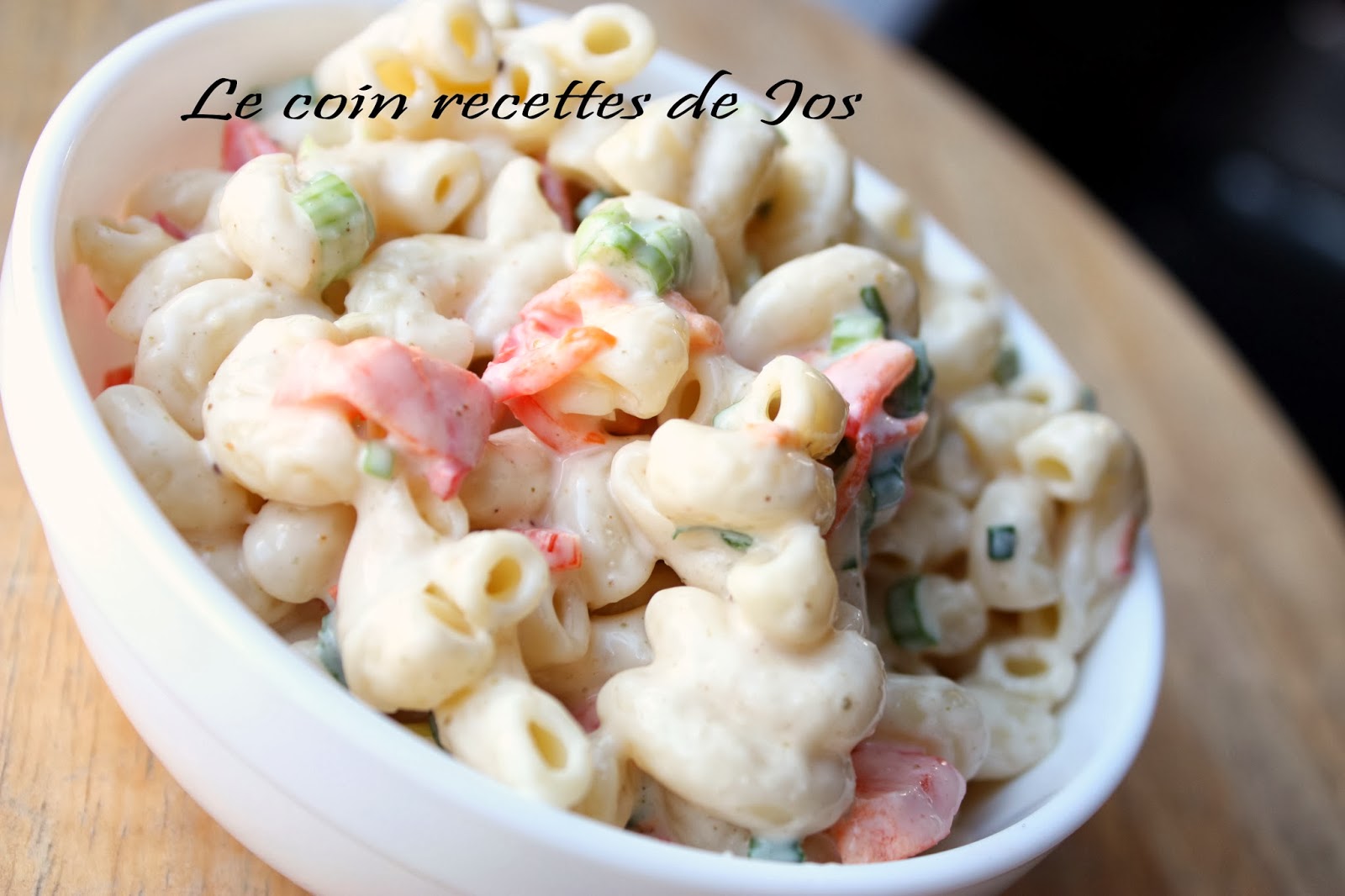 Le coin recettes de Jos SALADE DE MACARONI DU KENTUCKY À LA MARLO Le coin recettes de Jos SALADE DE MACARONI DU KENTUCKY À LA MARLO