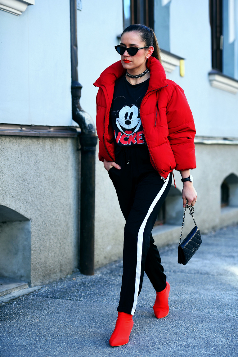 agnesska fashion Todays Outfit Red Bomber Jacket