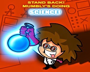 A mumbly laughing cartoon doing doubtful science. A mumbly laughing cartoon doing doubtful science.