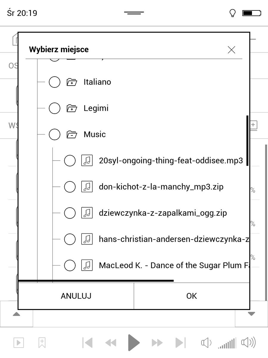 PocketBook InkPad 3 – dodawanie audiobooków do listy