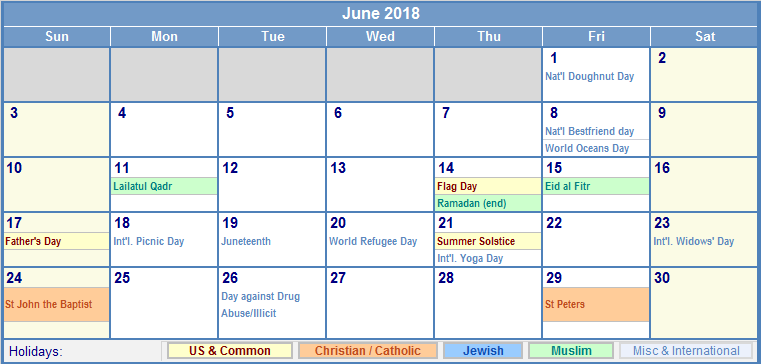 blank calendar june 2018 printable