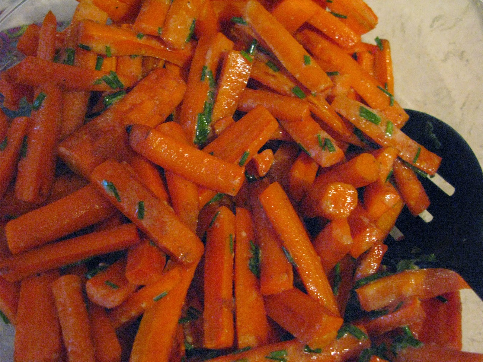 Laura's Culinary Adventures Roasted Carrots with Chive Vinaigrette