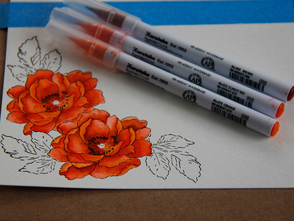 Watercolor Flowers using Zig Clean Color markers