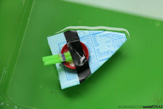 Baking soda and vinegar react in this movement and power STEM activity to power a boat made with recycled materials. This is a fun outdoor STEM science experiment for kids.