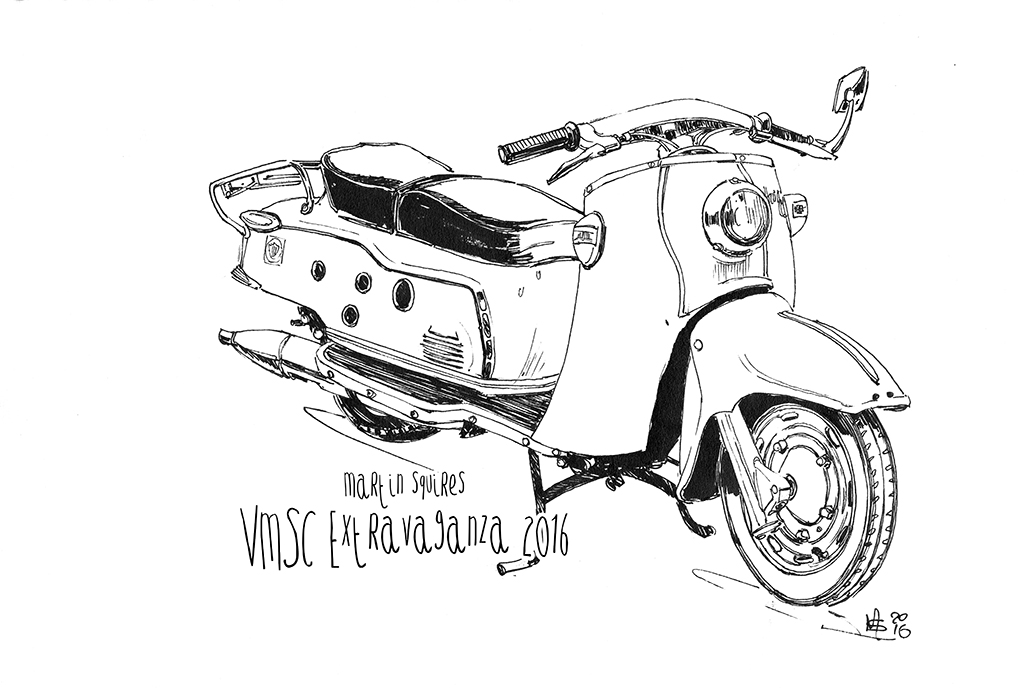 Martin Squires Automotive Illustration Vintage Motor Scooter Club Martin Squires Automotive Illustration Vintage Motor Scooter Club