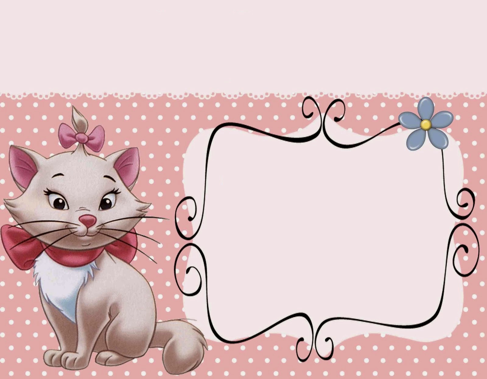 kit divertido de Marie para Imprimir Gratis. Invitación, tarjeta o marco de fotos.