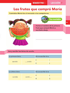 Apoyo Primaria Español 1er grado lección 7 Las frutas que compró María 