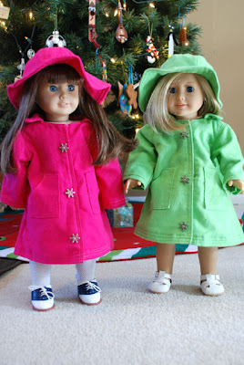 American girl doll raincoat and hat pink and green American girl doll raincoat pattern free