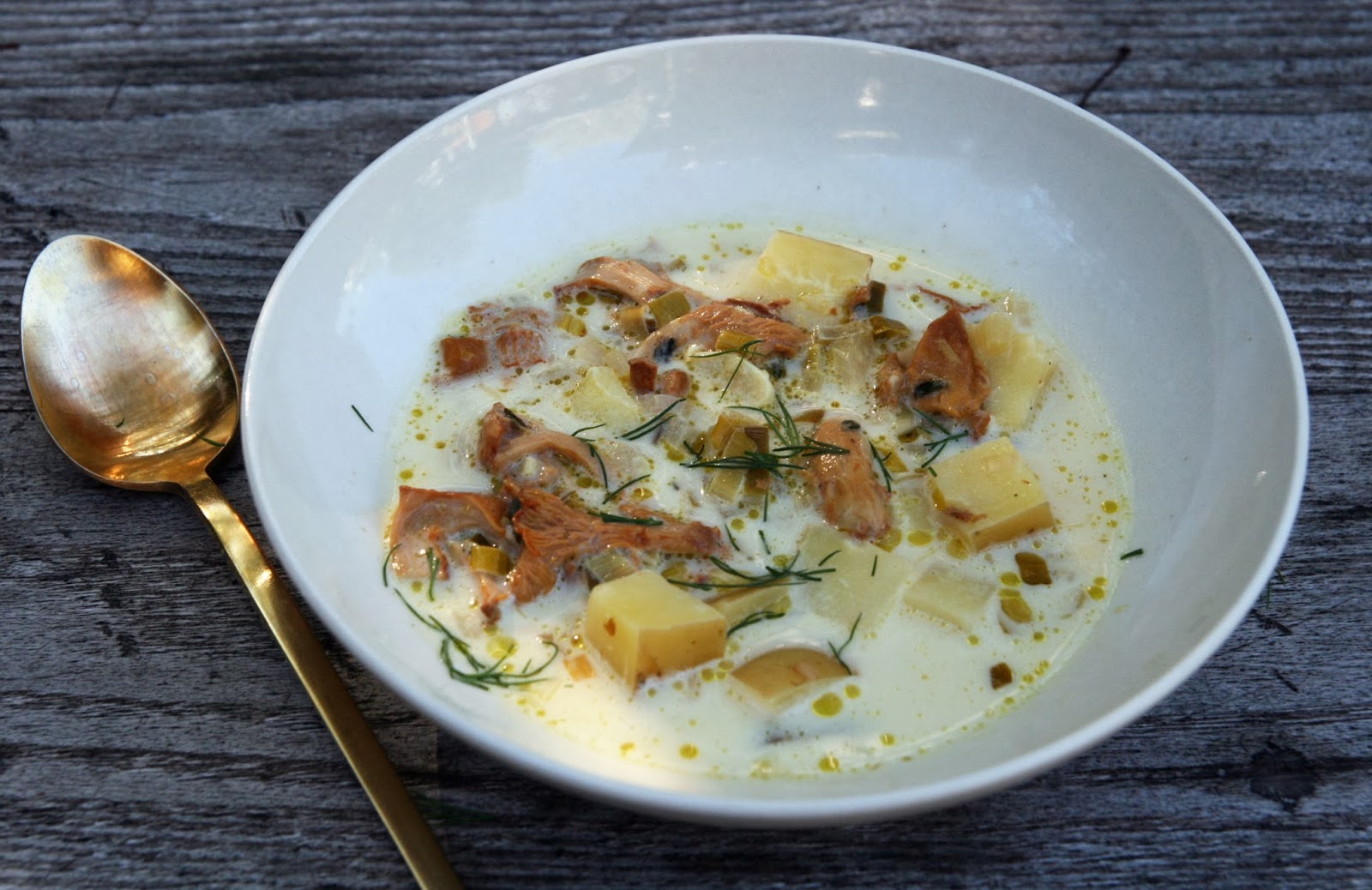 Chanterelle Chowder Recipe mostly foodstuffs