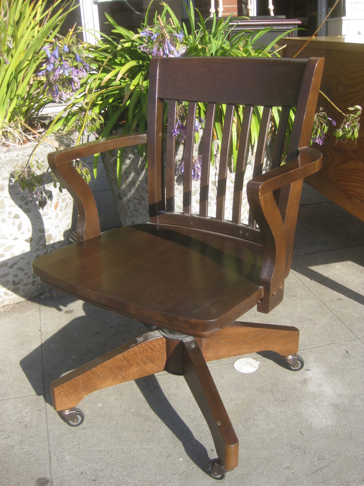 UHURU FURNITURE & COLLECTIBLES SOLD Rolling Wooden Office Chair 60