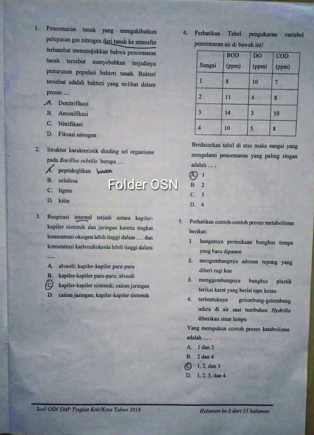 Soal Osn Ipa Smp Tingkat Kabupaten 2018 Folder Ksn