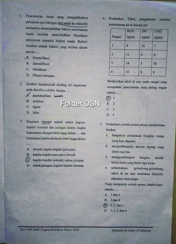 Soal Osn Ipa Smp Tingkat Kabupaten 2018