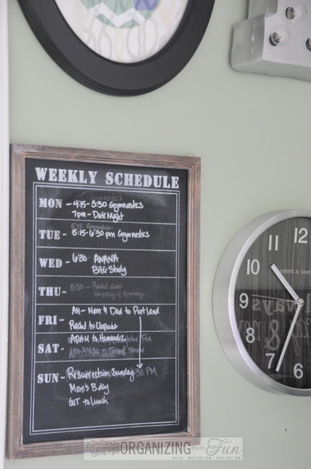 Framed chalkboard, weekly schedule :: OrganizingMadeFun.com