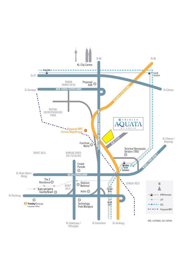 A location map of Trinity Aquata