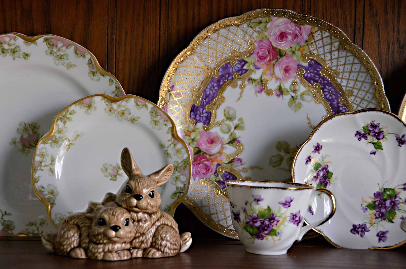 Spring vintage china porcelain plates