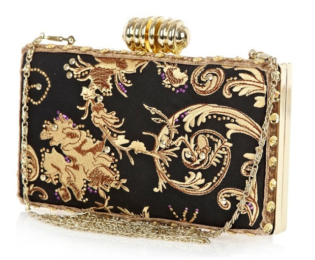 Curly Fries: GLAMOROUS ACCESSORIES: Black & Gold Damask Clutch by River ...