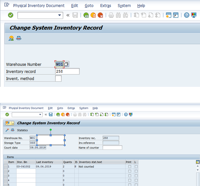 SAP ABAP Central Physical Inventory with respect to WM