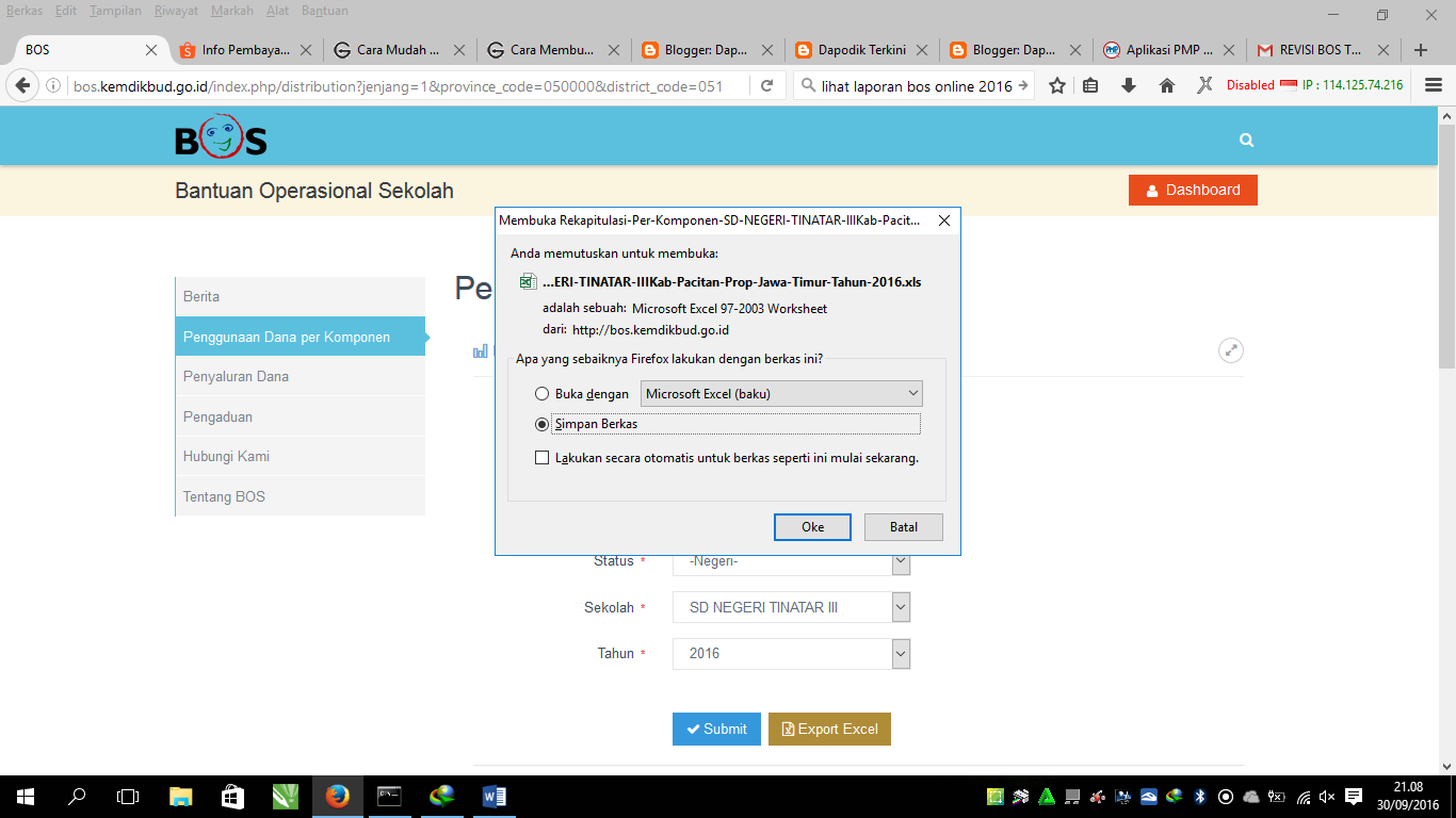 BOS 2016 Bingung Cetak Laporan Bos Online Triwulan III