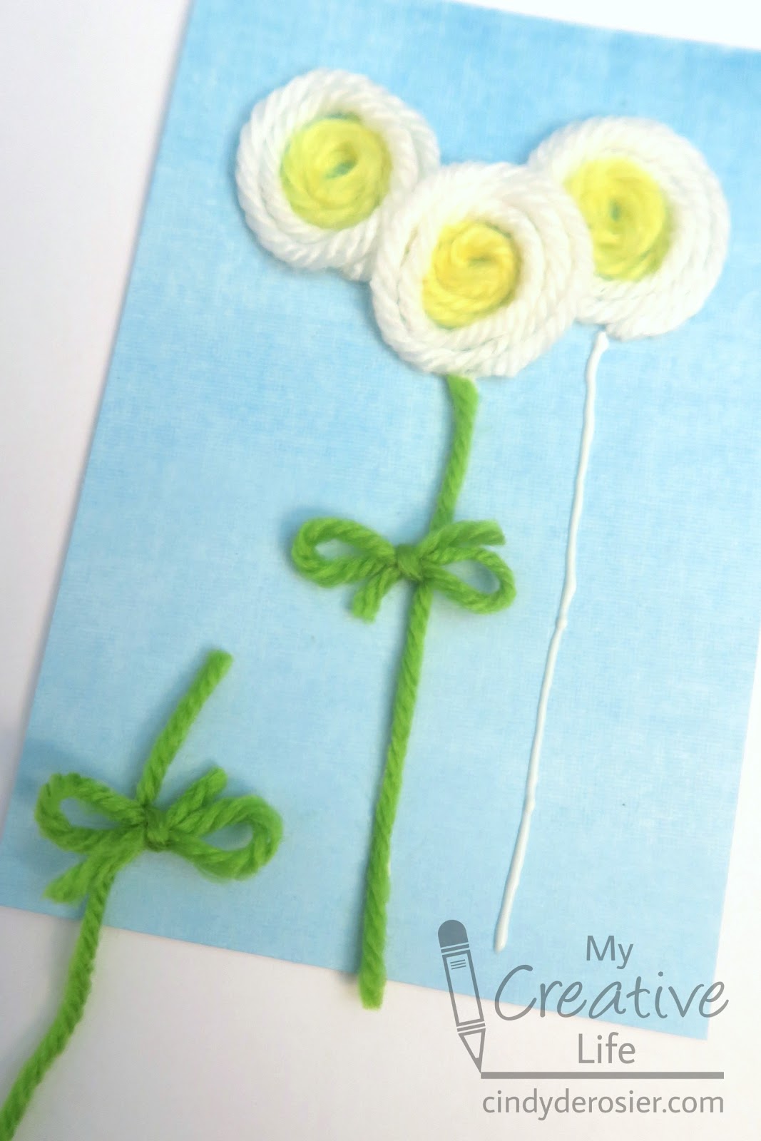 Cindy deRosier: My Creative Life: Yarn Flower Cards