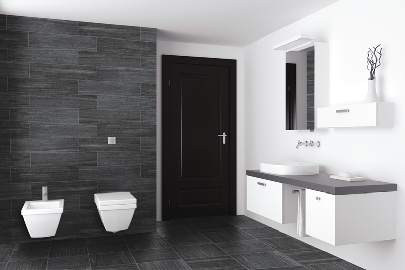 Don T Be Afraid Of The Dark H Winter Showroom Blog The Antracite Color Is Used To Create A Modern Black And White Bathroom Opposites Attract Look How Beautifully This Dark Tile Works In E