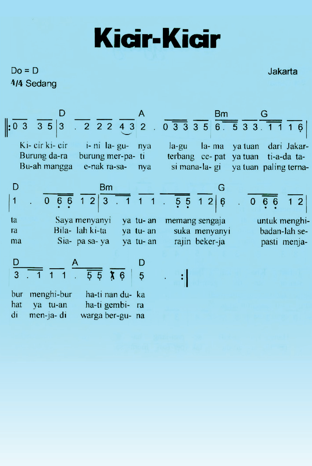 Teks Lagu Kicir Kicir