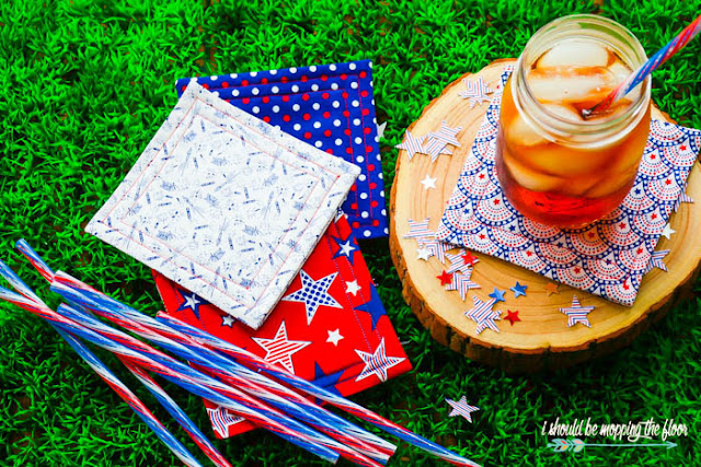 DIY Quilted Patriotic Coasters | Make these fun red, white, and blue coasters for simple hostess gifts or festive decor.
