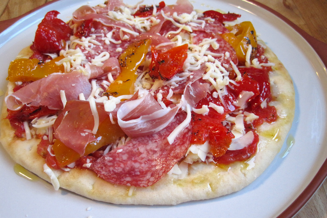 Prosciutto and Salami Pizza Topped with Chargrilled ...