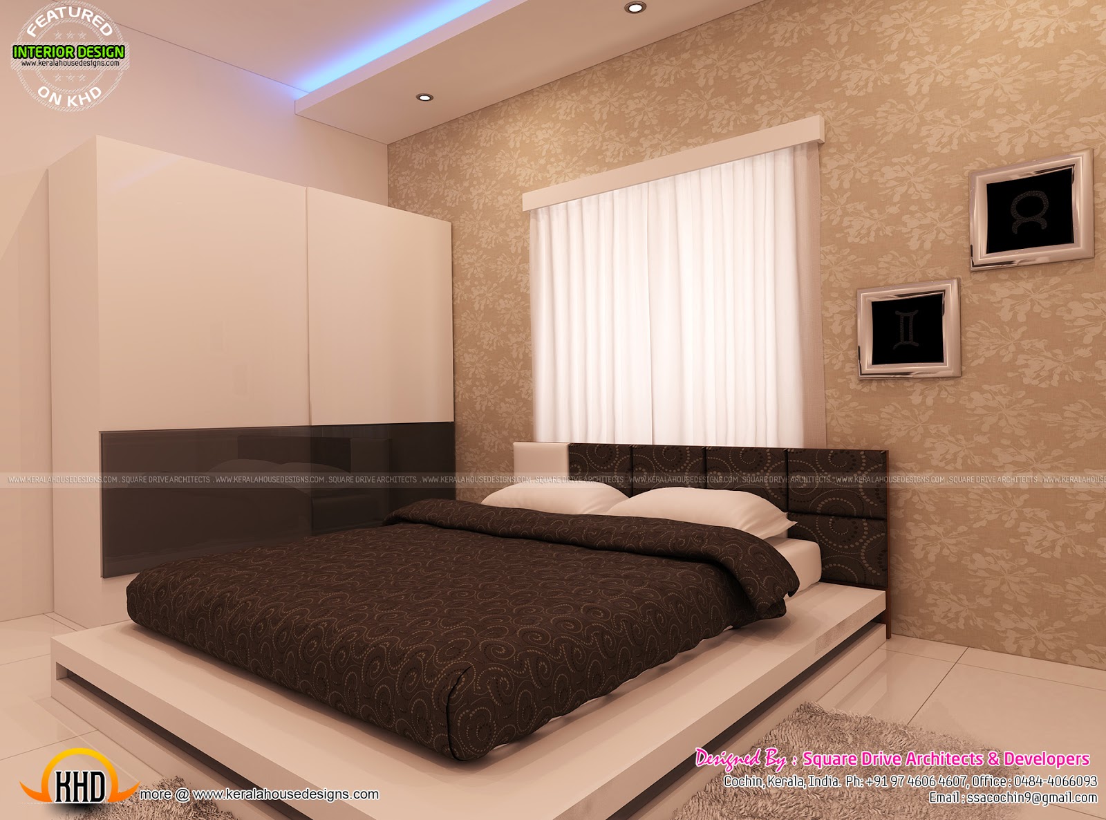 Bedroom interior decoration - Kerala home design and floor plans - 8000