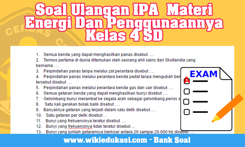 Contoh soal ipa kelas 3 materi energi dan penerapannya