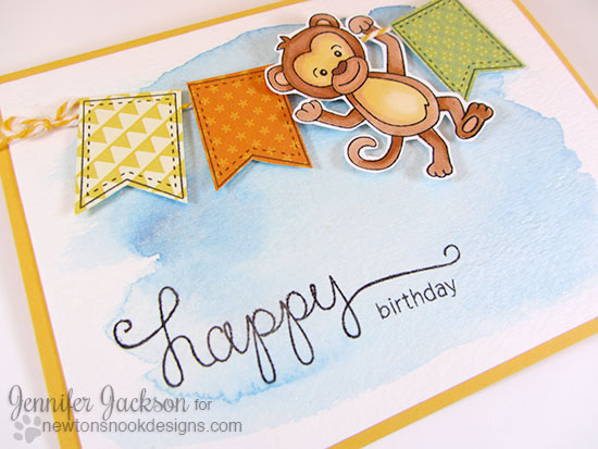 Monkey Card by Jennifer Jackson | Hanging Around Stamp Set | Newton's Nook Designs