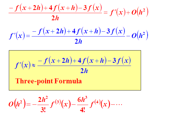 NUMERICAL  DIFFERENTIATION,forward difference formula ,Three point formula,