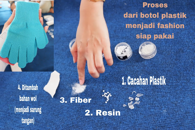 proses daur ulang botol plastik menjadi produk sarung tangan