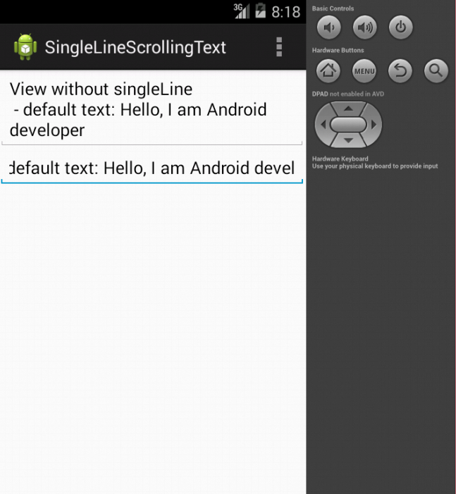 Android Basic Tutorial : Single Line Scrolling Text in any View