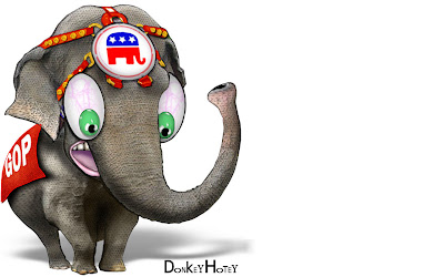 caricature of frightened Republican elephant