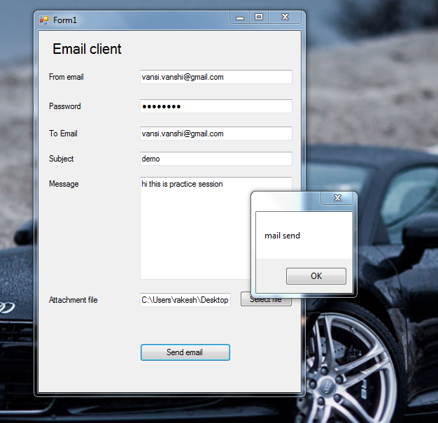 How to send email using c with attachment Be Dev