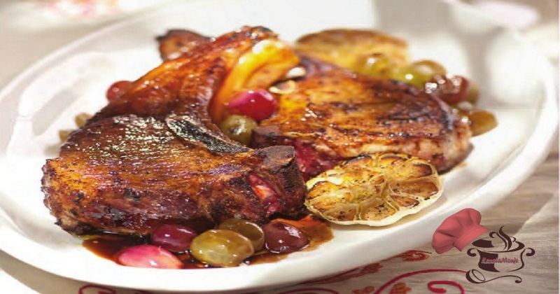 Chuletas en salsa de uva