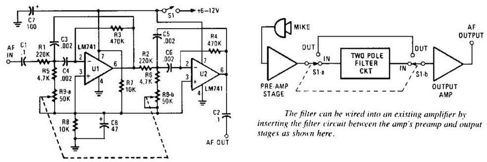 Build a Variable-Frequency Audio Band pass Filter Circuit Diagram