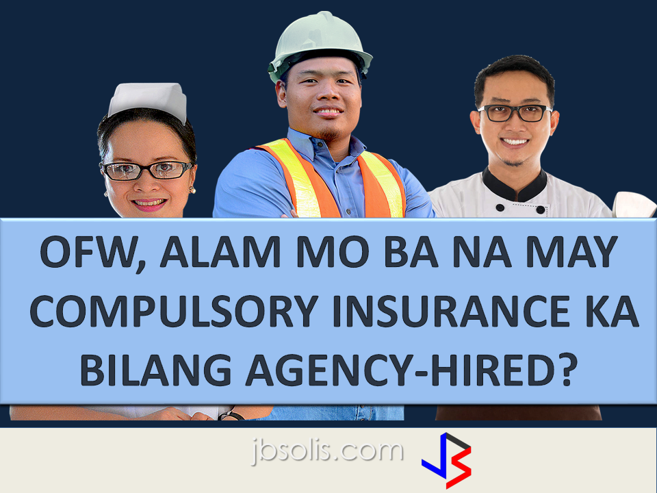Now you can be secured while working abroad. We have an insurance solution that will  provide protection for overseas migrant workers (OFW) from unjust and immediate termination or dismissal by employers abroad. For public information we have prepared these frequently asked questions for you.       1.What is the Migrant Workers and Overseas Filipinos Act (MWOFA) of 1995, as amended? This is the law that protects the Overseas Filipinos and Migrant Workers. It provides adequate and timely social, economic and legal services to Filipino migrant workers .It affords protection to labor organized and unorganized, and promotes full employment and equal employment opportunities   2. Does the MWOFA of 1995, as amended promote overseas work to sustain Philippine economic growth?          No. The law sees to it that if a Filipino Citizen freely chooses to work overseas, he/she is  assured that his/her dignity, fundamental human rights and freedoms shall not be compromised or violated in the host country.  3. Who is an Overseas Filipino Worker (OFW)?   A Filipino Citizen who is about to engage, presently engaged, or engaged in the past in an activity with compensation:  a) in another country where he/she is not a citizen;  b) on board a vessel navigating foreign seas excluding government ship used for military on non-commercial purposes; or  c) on an installation located offshore or on high seas.      4. What is the difference between an OFW and a migrant worker? They mean the same thing. In the context of MWOFA of 1995, as amended, the terms OFW and migrant worker are used interchangeably.    5. What is the difference between an agency-hired OFW and a direct-hired OFW or a name-hired OFW? An  Ofw is agency-hired if he/she availed services of a recruitment/manning agency duly authorized by the Department of Labor and Employment (DOLE) through the Philippine Overseas Employment Agency (POEA).  On the other hand, an OFW is direct-hired or name-hired if he/she was hired directly by foreign employers such as:  international organizations, diplomatic corps; and those who were able to get an employment without the assistance or participation of any recruitment /manning agency.      6. What is the Agency-Hired OFW Compulsory Insurance (OCI)? The Agency-Hired OFW Compulsory Insurance or the Compulsory Insurance Coverage for  Agency-Hired Migrant Workers, is an insurance        mechanism made available by the law to provide insurance protection for the OFWs.              7.What is the Compulsory Insurance Coverage for Agency-Hired Migrant Workers?        This is also the Agency-Hired OFW Compulsory Insurance. Refer to frequently asked question no. 6 .          8. Who are covered by the Agency-Hired OFW Compulsory Insurance? The Agency-Hired OFW Compulsory Insurance is mandatory or agency-hired OFWs.  It is not mandatory for direct-hired,  name-hired,or re-hired OFWs. If interested  they can also avail of this insurance. Source   SEE ALSO: GENERAL REQUIREMENTS The following are required for first-time passport applications: 1. Personal appearance 2. Confirmed appointment 3. Passport Fee 4. Duly accomplished application form. 5. Birth Certificate (BC) in Security Paper (SECPA) issued by the Philippine Statistics Authority (PSA) Alternatives: • If BC is not yet available: Certified True Copy (CTC) of BC issued by the Local Civil Registrar (LCR) and duly authenticated by PSA. • When entries are blurred/unreadable: Transcribed Birth Certificate from the LCR • If born abroad: Report of Birth duly authenticated by PSA 6. Valid picture IDs and supporting documents to prove identity GENERAL REQUIREMENTS FOR MINORS The following are required for first-time passport applications: 1. Confirmed appointment (except for 1 year old and below) 2. Personal appearance of the minor applicant 3. Personal appearance of either parent 4. Passports of parents 5. Original Birth Certificate of minor in Security Paper issued by PSA Alternatives: • If BC is not yet available: Certified True Copy of Birth Certificate issued by the Local Civil Registrar and duly authenticated by PSA. • If entries are blurred/unreadable: Transcribed Birth Certificate from the • If born abroad: Report of Birth duly authenticated by PSA is required if minor was born abroad 6. Document of identity with photo: • Options: School ID or Form 137 with readable dry seal • For minor applicants who never attended school: Notarized Affidavit of Explanation executed by either parent (if minor is a legitimate child) / by mother (if minor is an illegitimate child) detailing the reasons why the child is not in school 7. Marriage Certificate of minor’s parents duly authenticated by PSA 8. Original and photocopy of valid passport of the person travelling with the minor PASSPORT PROCESSING FOR OFWS: 30 MINUTES, RELEASING SHORTER TIME  Presidential Communications Secretary Martin Andanar announces the printing of new passports starting August 15. The new passports have an improved design that features the regions of the country and an upgraded microchip security feature to capture the personal data of the applicant, invisible UV fluorescent ink and thread, and elaborate design when subject to UV light. The APO Production Unit is tasked to produce the Philippine passports, and is a government owned and controlled corporation under the Presidential Communications Office.The new passport that contains "intaglio printing" most commonly used in printing money or currency so it will not be faked and the "printing of the coat of arms using optical variable illusion ink where color varies at different angle” can now be claimed by applicants for only 5 days.  GENERAL REQUIREMENTS The following are required for first-time passport applications: 1. Personal appearance 2. Confirmed appointment 3. Passport Fee 4. Duly accomplished application form. 5. Birth Certificate (BC) in Security Paper (SECPA) issued by the Philippine Statistics Authority (PSA) Alternatives: • If BC is not yet available: Certified True Copy (CTC) of BC issued by the Local Civil Registrar (LCR) and duly authenticated by PSA. • When entries are blurred/unreadable: Transcribed Birth Certificate from the LCR • If born abroad: Report of Birth duly authenticated by PSA 6. Valid picture IDs and supporting documents to prove identity GENERAL REQUIREMENTS FOR MINORS The following are required for first-time passport applications: 1. Confirmed appointment (except for 1 year old and below) 2. Personal appearance of the minor applicant 3. Personal appearance of either parent 4. Passports of parents 5. Original Birth Certificate of minor in Security Paper issued by PSA Alternatives: • If BC is not yet available: Certified True Copy of Birth Certificate issued by the Local Civil Registrar and duly authenticated by PSA. • If entries are blurred/unreadable: Transcribed Birth Certificate from the • If born abroad: Report of Birth duly authenticated by PSA is required if minor was born abroad 6. Document of identity with photo: • Options: School ID or Form 137 with readable dry seal • For minor applicants who never attended school: Notarized Affidavit of Explanation executed by either parent (if minor is a legitimate child) / by mother (if minor is an illegitimate child) detailing the reasons why the child is not in school 7. Marriage Certificate of minor’s parents duly authenticated by PSA 8. Original and photocopy of valid passport of the person travelling with the minor HAVE YOU SEEN THE NEW PHILIPPINES PASSPORT AND ONE OF THE SAFEST PASSPORT IN THE WORLD?  "All Philippine passports are now integrated with chips that contain the data of the holder. These new passports are called ePassports. The ePassport is a global standard in travel documents, and as a member of International Civil Aviation Organization (ICAO), the Philippines is required to adhere to their standards. The proposed 10 years validity of passport is now approved on the 3rd and final reading by the House of Representatives and is now a law with vote result of 216 in favor, 0 against and 0 abstained.    House Bill No. 4767, is a measure seeks to amend Republic Act No. 8239, or the “Philippine Passport Law,” which currently states that a passport is valid for a period of five years, regardless of the age of the applicant.  Under the bill, the validity will be extended to 10 years for adults, or those 18 years old and above.  It states, however, that the issuing authority "may limit" the period of validity to less than 10 years in the case of minors, or "whenever the national economic interest or political stability of the country" makes it necessary.  The bill will be transmitted to Senate for concurrence.  One of the principal authors of the new passport bill  is former president and Pampanga Rep. Gloria Macapagal-Arroyo, who now sits as a deputy speaker.  The  extension of passport validity from 5 years to 10 years is one of the promises made by President Rodrigo Duterte to the OFWs to lessen their burden of standing in long queues just for applying and renewing of their passports.  Source: GMA News  RECOMMENDED: ON JAKATIA PAWA'S EXECUTION: "WE DID EVERYTHING.." -DFA  BELLO ASSURES DECISION ON MORATORIUM MAY COME OUT ANYTIME SOON  SEN. JOEL VILLANUEVA  SUPPORTS DEPLOYMENT BAN ON HSWS IN KUWAIT  AT LEAST 71 OFWS ON DEATH ROW ABROAD  DEPLOYMENT MORATORIUM, NOW! -OFW GROUPS  BE CAREFUL HOW YOU TREAT YOUR HSWS  PRESIDENT DUTERTE WILL VISIT UAE AND KSA, HERE'S WHY  MANPOWER AGENCIES AND RECRUITMENT COMPANIES TO BE HIT DIRECTLY BY HSW DEPLOYMENT MORATORIUM IN KUWAIT  UAE TO START IMPLEMENTING 5%VAT STARTING 2018  REMEMBER THIS 7 THINGS IF YOU ARE APPLYING FOR HOUSEKEEPING JOB IN JAPAN  KENYA , THE LEAST TOXIC COUNTRY IN THE WORLD; SAUDI ARABIA, MOST TOXIC  "JUNIOR CITIZEN "  BILL TO BENEFIT POOR FAMILIES CONGRESS OKS PASSPORT VALIDITY EXTENSION 10 YEARS PASSPORT VALIDITY NOW APPROVED IN CONGRESS  House Bill No. 4767, is a measure seeks to amend Republic Act No. 8239, or the “Philippine Passport Law,” which currently states that a passport is valid for a period of five years, regardless of the age of the applicant.Under the bill, the validity will be extended to 10 years for adults, or those 18 years old and above.It states, however, that the issuing authority "may limit" the period of validity to less than 10 years in the case of minors, or "whenever the national economic interest or political stability of the country" makes it necessary.The bill will be transmitted to Senate for concurrence.One of the principal authors of the new passport bill  is former president and Pampanga Rep. Gloria Macapagal-Arroyo, who now sits as a deputy speaker. Why OFWs Remain in Neck-deep Debts After Years Of Working Abroad? From beginning to the end, the real life of OFWs are colorful indeed.  To work outside the country, they invest too much, spend a lot. They start making loans for the processing of their needed documents to work abroad.  From application until they can actually leave the country, they spend big sum of money for it.  But after they were being able to finally work abroad, the story did not just end there. More often than not, the big sum of cash  they used to pay the recruitment agency fees cause them to suffer from indebtedness.  They were being charged and burdened with too much fees, which are not even compliant with the law. Because of their eagerness to work overseas, they immerse themselves to high interest loans for the sake of working abroad. The recruitment agencies play a big role why the OFWs are suffering from neck-deep debts. Even some licensed agencies, they freely exploit the vulnerability of the OFWs. Due to their greed to collect more cash from every OFWs that they deploy, it results to making the life of OFWs more miserable by burying them in debts.  The result of high fees collected by the agencies can even last even the OFWs have been deployed abroad. Some employers deduct it to their salaries for a number of months, leaving the OFWs broke when their much awaited salary comes.  But it doesn't end there. Some of these agencies conspire with their counterpart agencies to urge the foreign employers to cut the salary of the poor OFWs in their favor. That is of course, beyond the expectation of the OFWs.   Even before they leave, the promised salary is already computed and allocated. They have already planned how much they are going to send to their family back home. If the employer would cut the amount of the salary they are expecting to receive, the planned remittance will surely suffer, it includes the loans that they promised to be paid immediately on time when they finally work abroad.  There is such a situation that their family in the Philippines carry the burden of paying for these loans made by the OFW. For example. An OFW father that has found a mistress, which is a fellow OFW, who turned his back  to his family  and to his obligations to pay his loans made for the recruitment fees. The result, the poor family back home, aside from not receiving any remittance, they will be the ones who are obliged to pay the loans made by the OFW, adding weight to the emotional burden they already had aside from their daily needs.      Read: Common Money Mistakes Why Ofws remain Broke After Years Of Working Abroad   Source: Bandera/inquirer.net NATIONAL PORTAL AND NATIONAL BROADBAND PLAN TO  SPEED UP INTERNET SERVICES IN THE PHILIPPINES  NATIONWIDE SMOKING BAN SIGNED BY PRESIDENT DUTERTE   EMIRATES ID CAN NOW BE USED AS HEALTH INSURANCE CARD  TODAY'S NEWS THAT WILL REVIVE YOUR TRUST TO THE PHIL GOVERNMENT  BEWARE OF SCAMMERS!  RELOCATING NAIA  THE HORROR AND TERROR OF BEING A HOUSEMAID IN SAUDI ARABIA  DUTERTE WARNING  NEW BAGGAGE RULES FOR DUBAI AIRPORT    HUGE FISH SIGHTINGS  From beginning to the end, the real life of OFWs are colorful indeed. To work outside the country, they invest too much, spend a lot. They start making loans for the processing of their needed documents to work abroad.  NATIONAL PORTAL AND NATIONAL BROADBAND PLAN TO  SPEED UP INTERNET SERVICES IN THE PHILIPPINES In a Facebook post of Agriculture Secretary Manny Piñol, he said that after a presentation made by Dept. of Information and Communications Technology (DICT) Secretary Rodolfo Salalima, Pres. Duterte emphasized the need for faster communications in the country.Pres. Duterte earlier said he would like the Department of Information and Communications Technology (DICT) "to develop a national broadband plan to accelerate the deployment of fiber optics cables and wireless technologies to improve internet speed." As a response to the President's SONA statement, Salalima presented the  DICT's national broadband plan that aims to push for free WiFi access to more areas in the countryside.  Good news to the Filipinos whose business and livelihood rely on good and fast internet connection such as stocks trading and online marketing. President Rodrigo Duterte  has already approved the establishment of  the National Government Portal and a National Broadband Plan during the 13th Cabinet Meeting in Malacañang today. In a facebook post of Agriculture Secretary Manny Piñol, he said that after a presentation made by Dept. of Information and Communications Technology (DICT) Secretary Rodolfo Salalima, Pres. Duterte emphasized the need for faster communications in the country. Pres. Duterte earlier said he would like the Department of Information and Communications Technology (DICT) "to develop a national broadband plan to accelerate the deployment of fiber optics cables and wireless technologies to improve internet speed." As a response to the President's SONA statement, Salalima presented the  DICT's national broadband plan that aims to push for free WiFi access to more areas in the countryside.  The broadband program has been in the work since former President Gloria Arroyo but due to allegations of corruption and illegality, Mrs. Arroyo cancelled the US$329 million National Broadband Network (NBN) deal with China's ZTE Corp.just 6 months after she signed it in April 2007.  Fast internet connection benefits not only those who are on internet business and online business but even our over 10 million OFWs around the world and their families in the Philippines. When the era of snail mails, voice tapes and telegram  and the internet age started, communications with their loved one back home can be much easier. But with the Philippines being at #43 on the latest internet speed ranks, something is telling us that improvement has to made.                RECOMMENDED  BEWARE OF SCAMMERS!  RELOCATING NAIA  THE HORROR AND TERROR OF BEING A HOUSEMAID IN SAUDI ARABIA  DUTERTE WARNING  NEW BAGGAGE RULES FOR DUBAI AIRPORT    HUGE FISH SIGHTINGS    NATIONWIDE SMOKING BAN SIGNED BY PRESIDENT DUTERTE In January, Health Secretary Paulyn Ubial said that President Duterte had asked her to draft the executive order similar to what had been implemented in Davao City when he was a mayor, it is the "100% smoke-free environment in public places."Today, a text message from Sec. Manny Piñol to ABS-CBN News confirmed that President Duterte will sign an Executive Order to ban smoking in public places as drafted by the Department of Health (DOH). If you know someone who is sick, had an accident  or relatives of an employee who died while on duty, you can help them and their families  by sharing them how to claim their benefits from the government through Employment Compensation Commission.  Here are the steps on claiming the Employee Compensation for private employees.        Step 1. Prepare the following documents:  Certificate of Employment- stating  the actual duties and responsibilities of the employee at the time of his sickness or accident.  EC Log Book- certified true copy of the page containing the particular sickness or accident that happened to the employee.  Medical Findings- should come from  the attending doctor the hospital where the employee was admitted.     Step 2. Gather the additional documents if the employee is;  1. Got sick: Request your company to provide  pre-employment medical check -up or  Fit-To-Work certification at the time that you first got hired . Also attach Medical Records from your company.  2. In case of accident: Provide an Accident report if the accident happened within the company or work premises. Police report if it happened outside the company premises (i.e. employee's residence etc.)  3 In case of Death:  Bring the Death Certificate, Medical Records and accident report of the employee. If married, bring the Marriage Certificate and the Birth Certificate of his children below 21 years of age.      FINAL ENTRY HERE, LINKS OTHERS   Step 3.  Gather all the requirements together and submit it to the nearest SSS office. Wait for the SSS decision,if approved, you will receive a notice and a cheque from the SSS. If denied, ask for a written denial letter from SSS and file a motion for reconsideration and submit it to the SSS Main office. In case that the motion is  not approved, write a letter of appeal and send it to ECC and wait for their decision.      Contact ECC Office at ECC Building, 355 Sen. Gil J. Puyat Ave, Makati, 1209 Metro ManilaPhone:(02) 899 4251 Recommended: NATIONAL PORTAL AND NATIONAL BROADBAND PLAN TO  SPEED UP INTERNET SERVICES IN THE PHILIPPINES In a Facebook post of Agriculture Secretary Manny Piñol, he said that after a presentation made by Dept. of Information and Communications Technology (DICT) Secretary Rodolfo Salalima, Pres. Duterte emphasized the need for faster communications in the country.Pres. Duterte earlier said he would like the Department of Information and Communications Technology (DICT) "to develop a national broadband plan to accelerate the deployment of fiber optics cables and wireless technologies to improve internet speed." As a response to the President's SONA statement, Salalima presented the  DICT's national broadband plan that aims to push for free WiFi access to more areas in the countryside.   Read more: http://www.jbsolis.com/2017/03/president-rodrigo-duterte-approved.html#ixzz4bC6eQr5N Good news to the Filipinos whose business and livelihood rely on good and fast internet connection such as stocks trading and online marketing. President Rodrigo Duterte  has already approved the establishment of  the National Government Portal and a National Broadband Plan during the 13th Cabinet Meeting in Malacañang today. In a facebook post of Agriculture Secretary Manny Piñol, he said that after a presentation made by Dept. of Information and Communications Technology (DICT) Secretary Rodolfo Salalima, Pres. Duterte emphasized the need for faster communications in the country. Pres. Duterte earlier said he would like the Department of Information and Communications Technology (DICT) "to develop a national broadband plan to accelerate the deployment of fiber optics cables and wireless technologies to improve internet speed." As a response to the President's SONA statement, Salalima presented the  DICT's national broadband plan that aims to push for free WiFi access to more areas in the countryside.  The broadband program has been in the work since former President Gloria Arroyo but due to allegations of corruption and illegality, Mrs. Arroyo cancelled the US$329 million National Broadband Network (NBN) deal with China's ZTE Corp.just 6 months after she signed it in April 2007.  Fast internet connection benefits not only those who are on internet business and online business but even our over 10 million OFWs around the world and their families in the Philippines. When the era of snail mails, voice tapes and telegram  and the internet age started, communications with their loved one back home can be much easier. But with the Philippines being at #43 on the latest internet speed ranks, something is telling us that improvement has to made.                RECOMMENDED  BEWARE OF SCAMMERS!  RELOCATING NAIA  THE HORROR AND TERROR OF BEING A HOUSEMAID IN SAUDI ARABIA  DUTERTE WARNING  NEW BAGGAGE RULES FOR DUBAI AIRPORT    HUGE FISH SIGHTINGS    NATIONWIDE SMOKING BAN SIGNED BY PRESIDENT DUTERTE In January, Health Secretary Paulyn Ubial said that President Duterte had asked her to draft the executive order similar to what had been implemented in Davao City when he was a mayor, it is the "100% smoke-free environment in public places."Today, a text message from Sec. Manny Piñol to ABS-CBN News confirmed that President Duterte will sign an Executive Order to ban smoking in public places as drafted by the Department of Health (DOH).  Read more: http://www.jbsolis.com/2017/03/executive-order-for-nationwide-smoking.html#ixzz4bC77ijSR   EMIRATES ID CAN NOW BE USED AS HEALTH INSURANCE CARD  TODAY'S NEWS THAT WILL REVIVE YOUR TRUST TO THE PHIL GOVERNMENT  BEWARE OF SCAMMERS!  RELOCATING NAIA  THE HORROR AND TERROR OF BEING A HOUSEMAID IN SAUDI ARABIA  DUTERTE WARNING  NEW BAGGAGE RULES FOR DUBAI AIRPORT    HUGE FISH SIGHTINGS    How to File Employment Compensation for Private Workers If you know someone who is sick, had an accident  or relatives of an employee who died while on duty, you can help them and their families  by sharing them how to claim their benefits from the government through Employment Compensation Commission. If you know someone who is sick, had an accident  or relatives of an employee who died while on duty, you can help them and their families  by sharing them how to claim their benefits from the government through Employment Compensation Commission.  Here are the steps on claiming the Employee Compensation for private employees.        Step 1. Prepare the following documents:  Certificate of Employment- stating  the actual duties and responsibilities of the employee at the time of his sickness or accident.  EC Log Book- certified true copy of the page containing the particular sickness or accident that happened to the employee.  Medical Findings- should come from  the attending doctor the hospital where the employee was admitted.     Step 2. Gather the additional documents if the employee is;  1. Got sick: Request your company to provide  pre-employment medical check -up or  Fit-To-Work certification at the time that you first got hired . Also attach Medical Records from your company.  2. In case of accident: Provide an Accident report if the accident happened within the company or work premises. Police report if it happened outside the company premises (i.e. employee's residence etc.)  3 In case of Death:  Bring the Death Certificate, Medical Records and accident report of the employee. If married, bring the Marriage Certificate and the Birth Certificate of his children below 21 years of age.      FINAL ENTRY HERE, LINKS OTHERS   Step 3.  Gather all the requirements together and submit it to the nearest SSS office. Wait for the SSS decision,if approved, you will receive a notice and a cheque from the SSS. If denied, ask for a written denial letter from SSS and file a motion for reconsideration and submit it to the SSS Main office. In case that the motion is  not approved, write a letter of appeal and send it to ECC and wait for their decision.      Contact ECC Office at ECC Building, 355 Sen. Gil J. Puyat Ave, Makati, 1209 Metro ManilaPhone:(02) 899 4251 Recommended: NATIONAL PORTAL AND NATIONAL BROADBAND PLAN TO  SPEED UP INTERNET SERVICES IN THE PHILIPPINES In a Facebook post of Agriculture Secretary Manny Piñol, he said that after a presentation made by Dept. of Information and Communications Technology (DICT) Secretary Rodolfo Salalima, Pres. Duterte emphasized the need for faster communications in the country.Pres. Duterte earlier said he would like the Department of Information and Communications Technology (DICT) "to develop a national broadband plan to accelerate the deployment of fiber optics cables and wireless technologies to improve internet speed." As a response to the President's SONA statement, Salalima presented the  DICT's national broadband plan that aims to push for free WiFi access to more areas in the countryside.   Read more: http://www.jbsolis.com/2017/03/president-rodrigo-duterte-approved.html#ixzz4bC6eQr5N Good news to the Filipinos whose business and livelihood rely on good and fast internet connection such as stocks trading and online marketing. President Rodrigo Duterte  has already approved the establishment of  the National Government Portal and a National Broadband Plan during the 13th Cabinet Meeting in Malacañang today. In a facebook post of Agriculture Secretary Manny Piñol, he said that after a presentation made by Dept. of Information and Communications Technology (DICT) Secretary Rodolfo Salalima, Pres. Duterte emphasized the need for faster communications in the country. Pres. Duterte earlier said he would like the Department of Information and Communications Technology (DICT) "to develop a national broadband plan to accelerate the deployment of fiber optics cables and wireless technologies to improve internet speed." As a response to the President's SONA statement, Salalima presented the  DICT's national broadband plan that aims to push for free WiFi access to more areas in the countryside.  The broadband program has been in the work since former President Gloria Arroyo but due to allegations of corruption and illegality, Mrs. Arroyo cancelled the US$329 million National Broadband Network (NBN) deal with China's ZTE Corp.just 6 months after she signed it in April 2007.  Fast internet connection benefits not only those who are on internet business and online business but even our over 10 million OFWs around the world and their families in the Philippines. When the era of snail mails, voice tapes and telegram  and the internet age started, communications with their loved one back home can be much easier. But with the Philippines being at #43 on the latest internet speed ranks, something is telling us that improvement has to made.                RECOMMENDED  BEWARE OF SCAMMERS!  RELOCATING NAIA  THE HORROR AND TERROR OF BEING A HOUSEMAID IN SAUDI ARABIA  DUTERTE WARNING  NEW BAGGAGE RULES FOR DUBAI AIRPORT    HUGE FISH SIGHTINGS    NATIONWIDE SMOKING BAN SIGNED BY PRESIDENT DUTERTE In January, Health Secretary Paulyn Ubial said that President Duterte had asked her to draft the executive order similar to what had been implemented in Davao City when he was a mayor, it is the "100% smoke-free environment in public places."Today, a text message from Sec. Manny Piñol to ABS-CBN News confirmed that President Duterte will sign an Executive Order to ban smoking in public places as drafted by the Department of Health (DOH).  Read more: http://www.jbsolis.com/2017/03/executive-order-for-nationwide-smoking.html#ixzz4bC77ijSR   EMIRATES ID CAN NOW BE USED AS HEALTH INSURANCE CARD  TODAY'S NEWS THAT WILL REVIVE YOUR TRUST TO THE PHIL GOVERNMENT  BEWARE OF SCAMMERS!  RELOCATING NAIA  THE HORROR AND TERROR OF BEING A HOUSEMAID IN SAUDI ARABIA  DUTERTE WARNING  NEW BAGGAGE RULES FOR DUBAI AIRPORT    HUGE FISH SIGHTINGS   Requirements and Fees for Reduced Travel Tax for OFW Dependents What is a travel tax? According to TIEZA ( Tourism Infrastructure and Enterprise Zone Authority), it is a levy imposed by the Philippine government on individuals who are leaving the Philippines, as provided for by Presidential Decree (PD) 1183.   A full travel tax for first class passenger is PhP2,700.00 and PhP1,620.00 for economy class. For an average Filipino like me, it’s quite pricey. Overseas Filipino Workers, diplomats and airline crew members are exempted from paying travel tax before but now, travel tax for OFWs are included in their air ticket prize and can be refunded later at the refund counter at NAIA.  However, OFW dependents can apply for  standard reduced travel tax. Children or Minors from 2 years and one (1) day to 12th birthday on date of travel.  Accredited Filipino journalist whose travel is in pursuit of journalistic assignment and   those authorized by the President of the Republic of the Philippines for reasons of national interest, are also entitled to avail the reduced travel tax. If you will travel anywhere in the world from the Philippines, you must be aware about the travel tax that you need to settle before your flight.  What is a travel tax? According to TIEZA ( Tourism Infrastructure and Enterprise Zone Authority), it is a levy imposed by the Philippine government on individuals who are leaving the Philippines, as provided for by Presidential Decree (PD) 1183.   A full travel tax for first class passenger is PhP2,700.00 and PhP1,620.00 for economy class. For an average Filipino like me, it’s quite pricey. Overseas Filipino Workers, diplomats and airline crew members are exempted from paying travel tax before but now, travel tax for OFWs are included in their air ticket prize and can be refunded later at the refund counter at NAIA.  However, OFW dependents can apply for  standard reduced travel tax. Children or Minors from 2 years and one (1) day to 12th birthday on date of travel.  Accredited Filipino journalist whose travel is in pursuit of journalistic assignment and   those authorized by the President of the Republic of the Philippines for reasons of national interest, are also entitled to avail the reduced travel tax.           For privileged reduce travel tax, the legitimate spouse and unmarried children (below 21 years old) of the OFWs are qualified to avail.   How much can you save if you avail of the reduced travel tax?  A full travel tax for first class passenger is PhP2,700.00 and PhP1,620.00 for economy class. Paying it in full can be costly. With the reduced travel tax policy, your travel tax has been cut roughly by 50 percent for the standard reduced rate and further lower  for the privileged reduce rate.  How much is the Reduced Travel Tax?  First Class Economy Standard Reduced Rate P1,350.00 P810.00 Privileged Reduced Rate    P400.00 P300.00  Image from TIEZA  ©2017 THOUGHTSKOTO