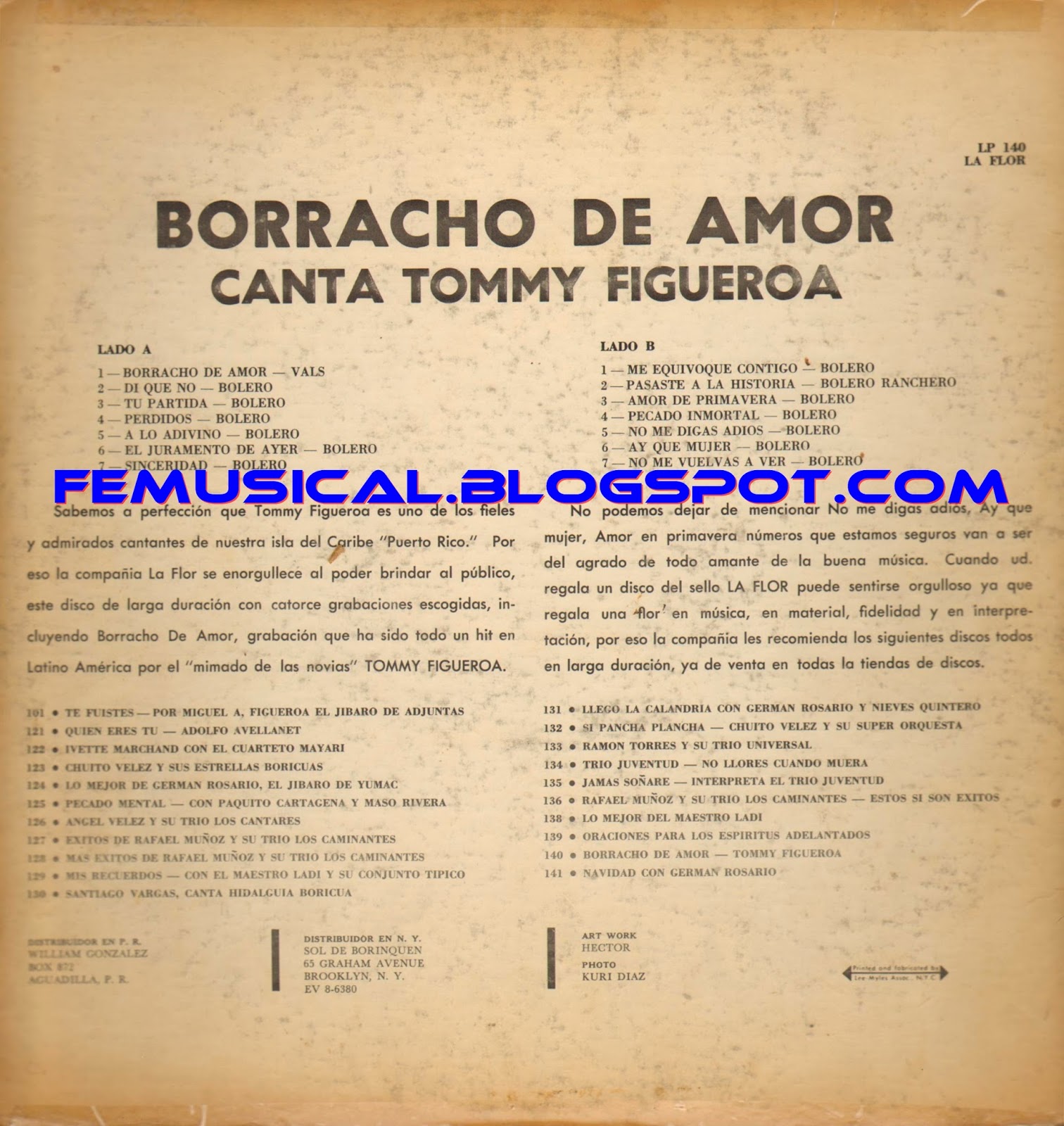 Fev Musical 1960s Tommy Figueroa Borracho De Amor La Flor