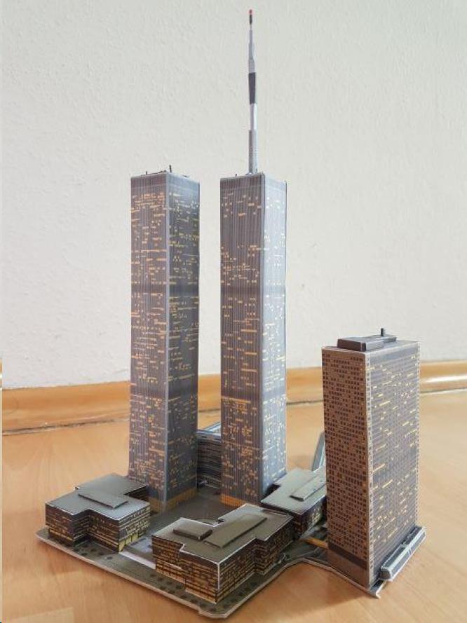 PAPERMAU: Old World Trade Center Complex By Night Paper Model by