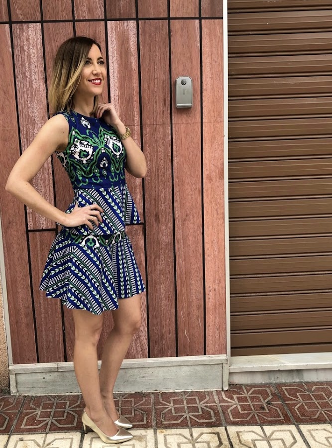 Fitness And Chicness-Vestido estamapado azul y verde-Vestido y Tacon-4