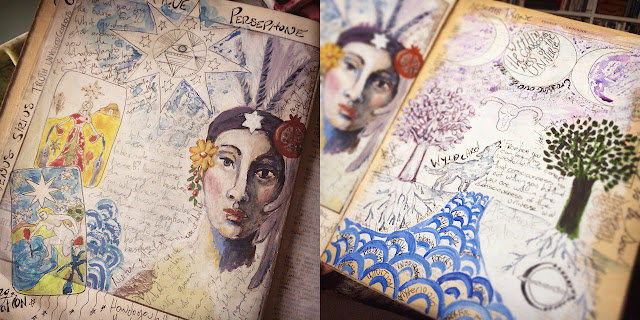 Galia Alena, tarot journal, mixed media star moon